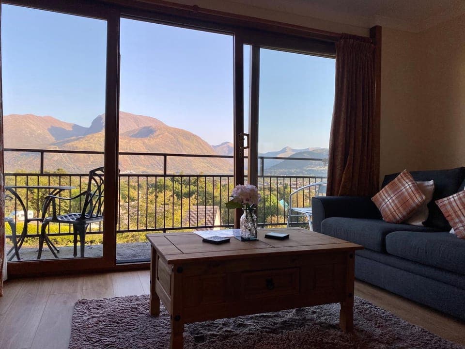 Living room, Seating area, Mountain view
