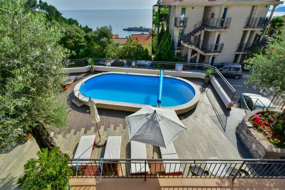 Day, View (from property/room), Balcony/Terrace, Pool view, Sea view, Swimming pool, Swimming pool, sunbed