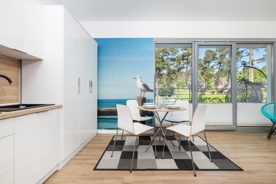 Kitchen or kitchenette, Living room, Dining area