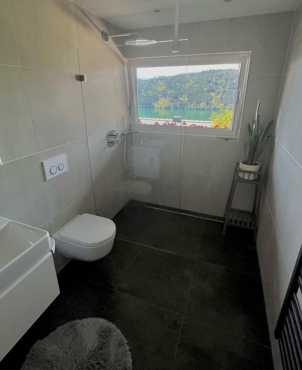 Shower, Toilet, Bathroom, View (from property/room), Lake view