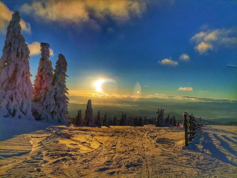 Nearby landmark, Mountain view, Sunset