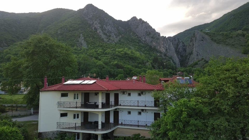 Property building, Spring, Natural landscape, Bird's eye view, Mountain view