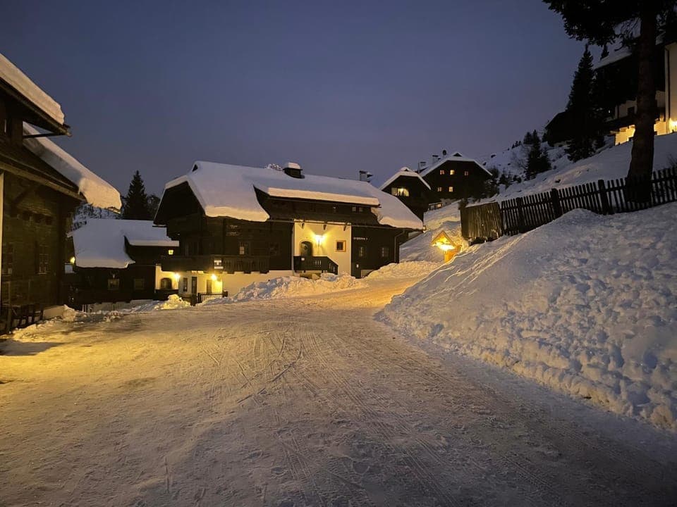 Property building, Night, Winter