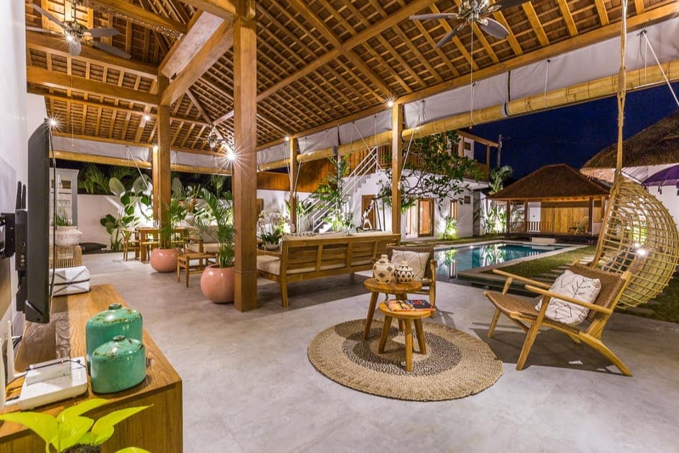 Night, Living room, Seating area