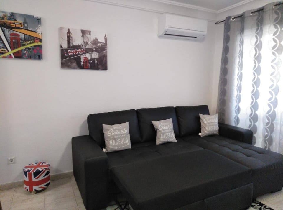 Communal lounge/ TV room, Bed, Living room, Seating area, Bedroom
