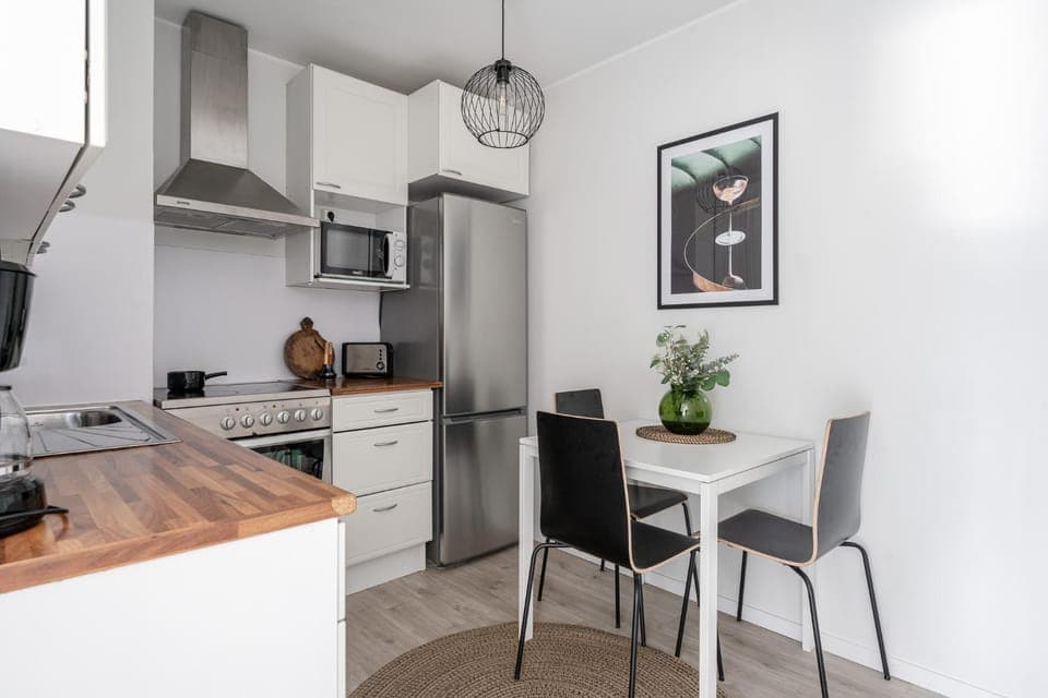 Kitchen or kitchenette, microwave, oven, stove, kitchen