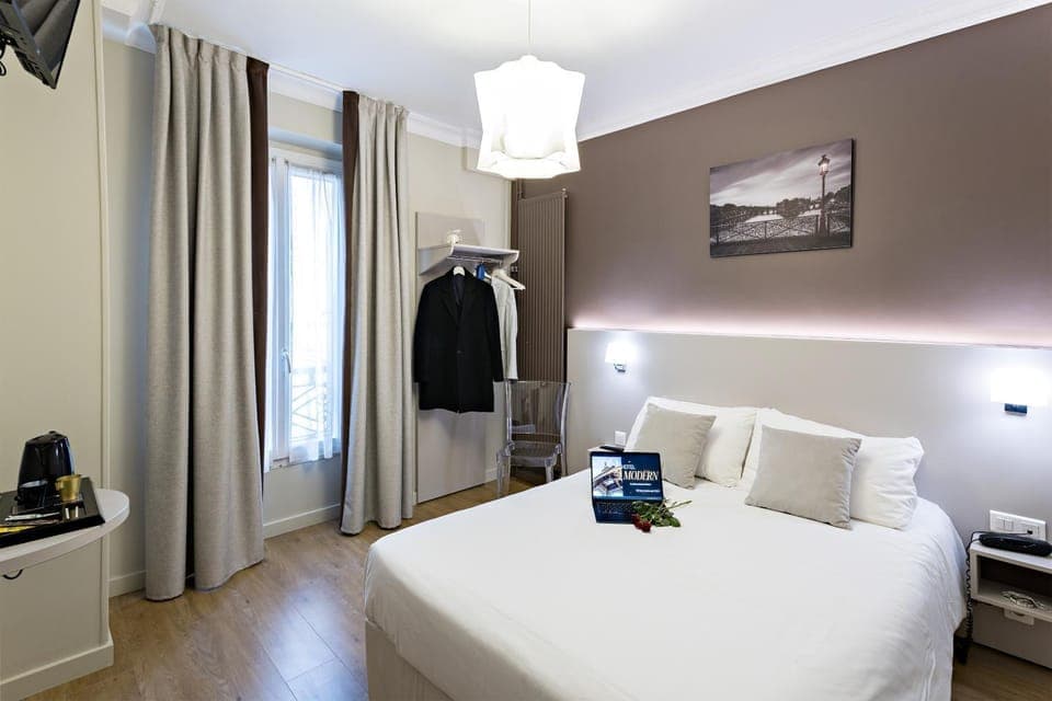 Bed, Quiet street view, towels