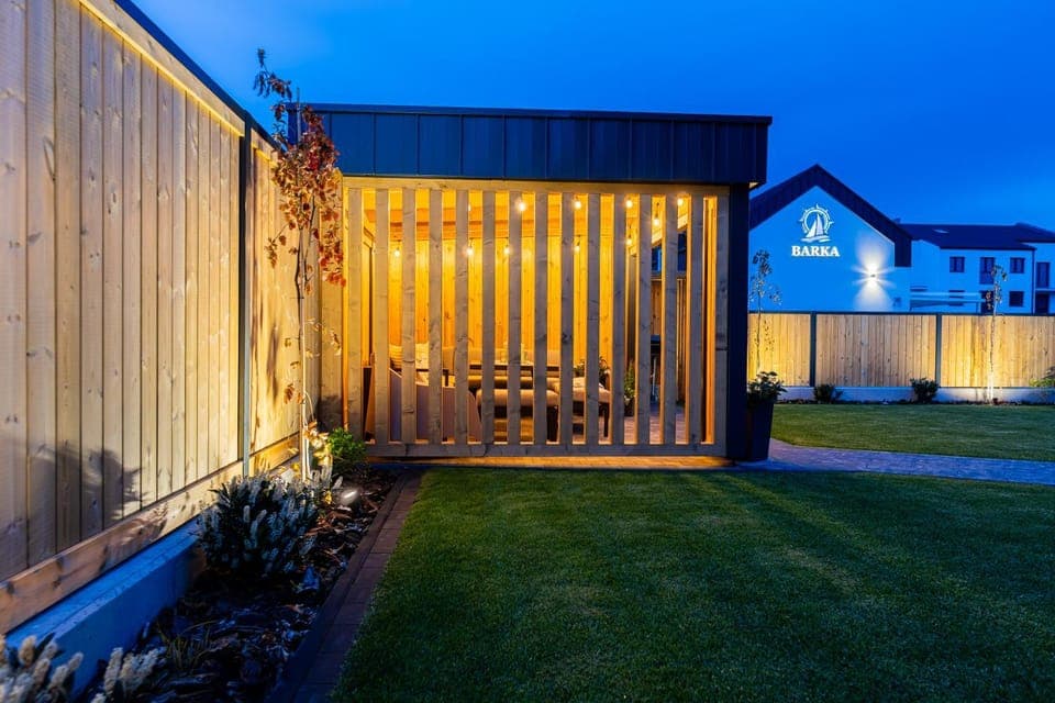 Property building, Night, Garden, Garden view