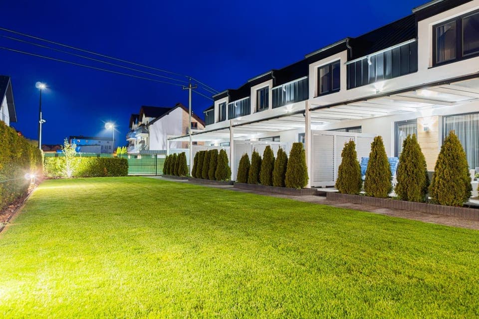 Property building, Spring, Night, Natural landscape, Garden, Garden view