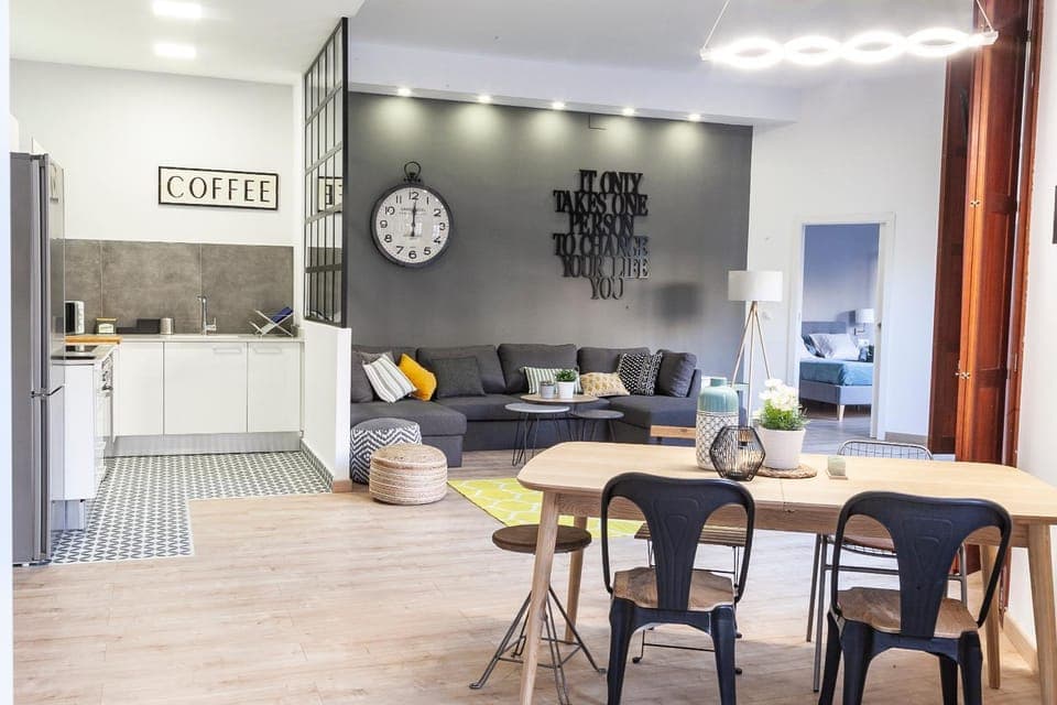 Kitchen or kitchenette, Living room, Dining area