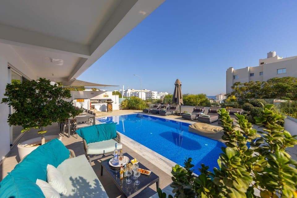 Property building, Patio, Day, View (from property/room), Balcony/Terrace, Pool view, Swimming pool, sunbed