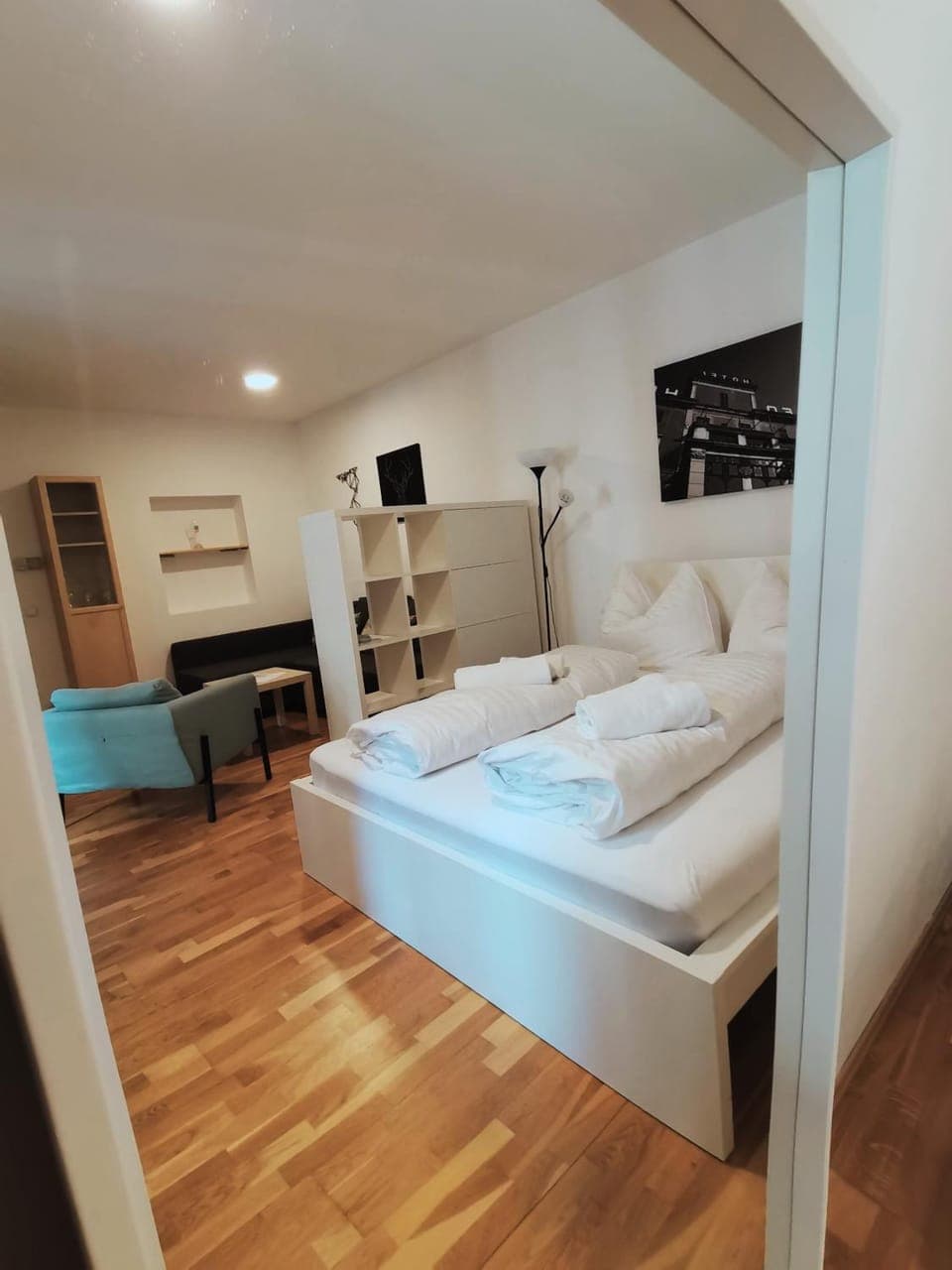 Bed, Living room, Photo of the whole room, Seating area, Bedroom