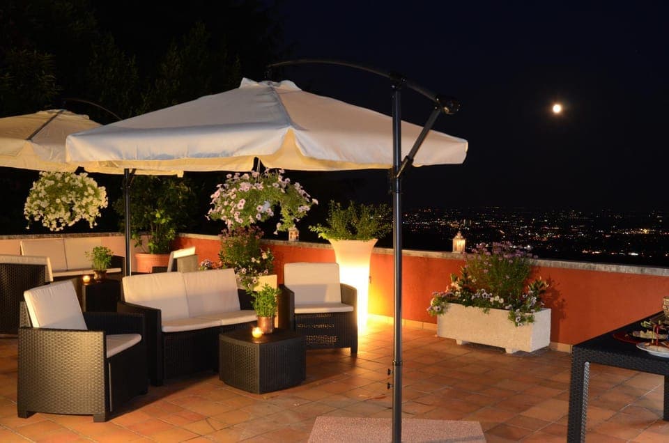 Patio, Night, Balcony/Terrace, Living room, Seating area