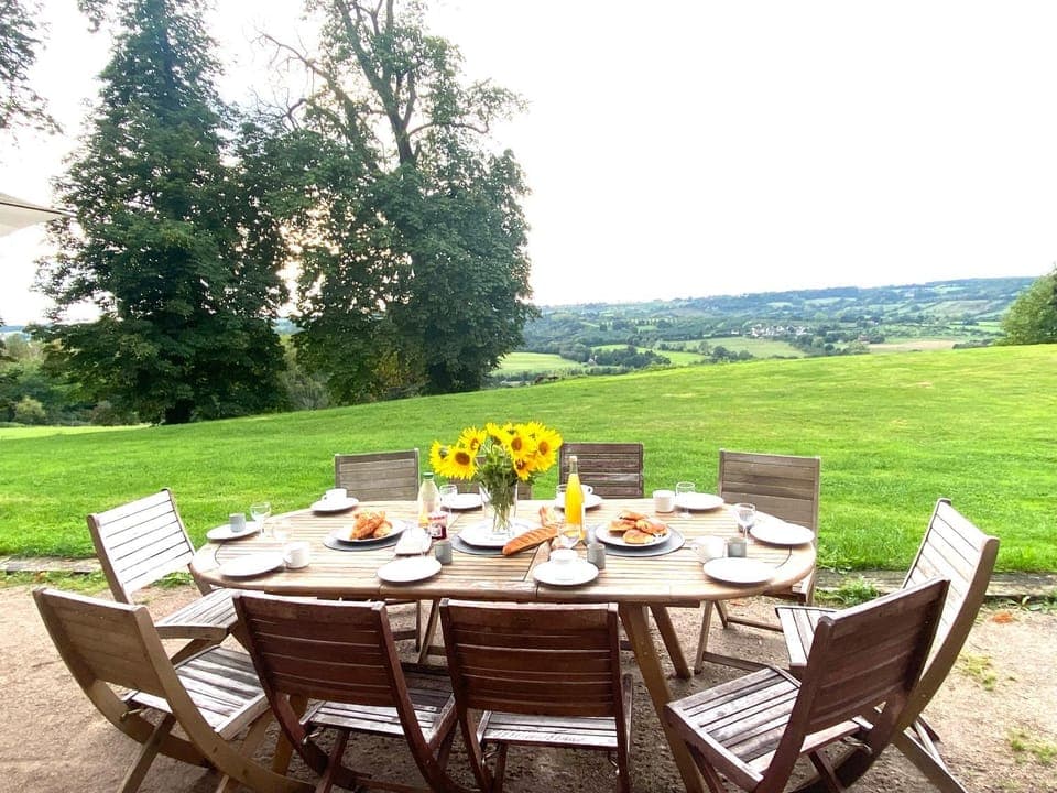 Natural landscape, Garden, Dining area, Garden view