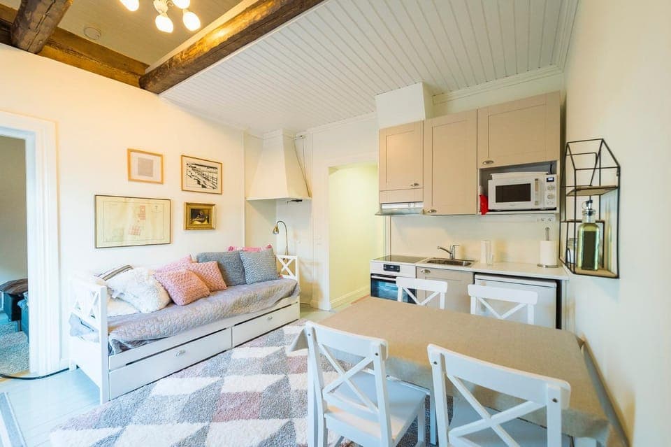 Kitchen or kitchenette, Living room, Dining area