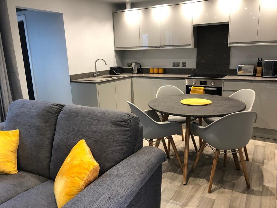 Kitchen or kitchenette, Living room, Photo of the whole room, Seating area, Dining area, Inner courtyard view