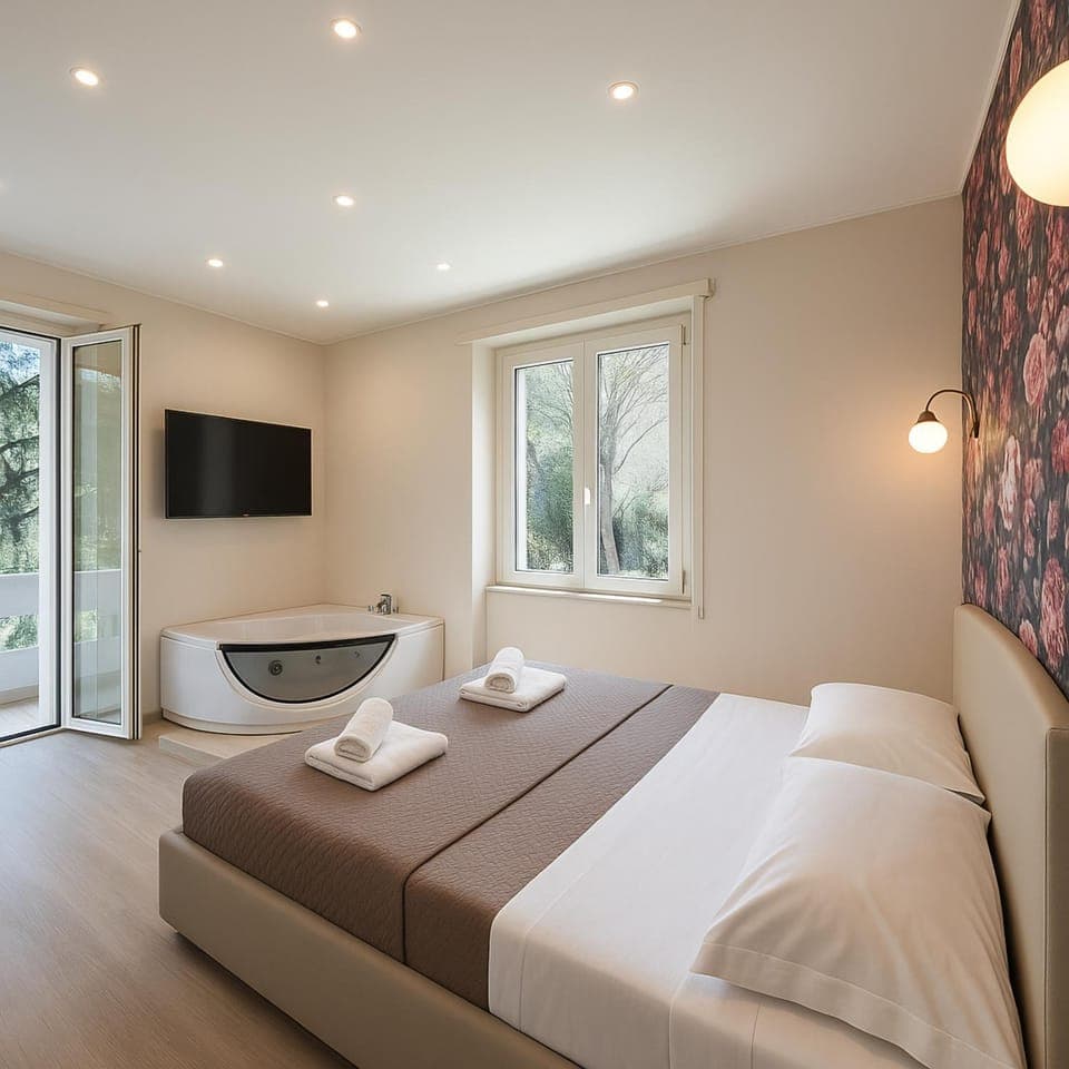 Bed, TV and multimedia, Photo of the whole room, Bedroom