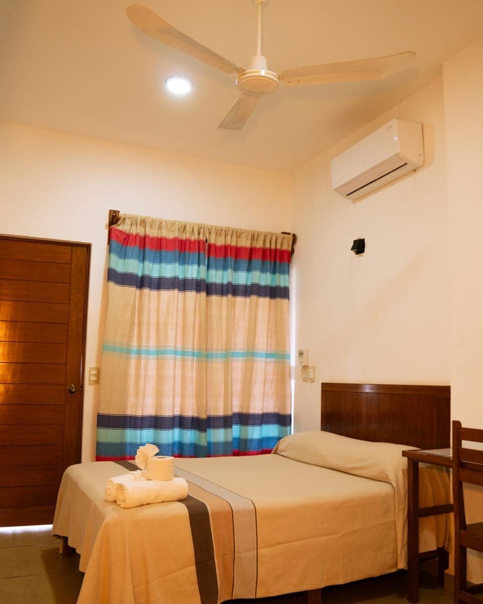 Bed, Photo of the whole room, Bedroom, towels, wardrobe, air conditioner