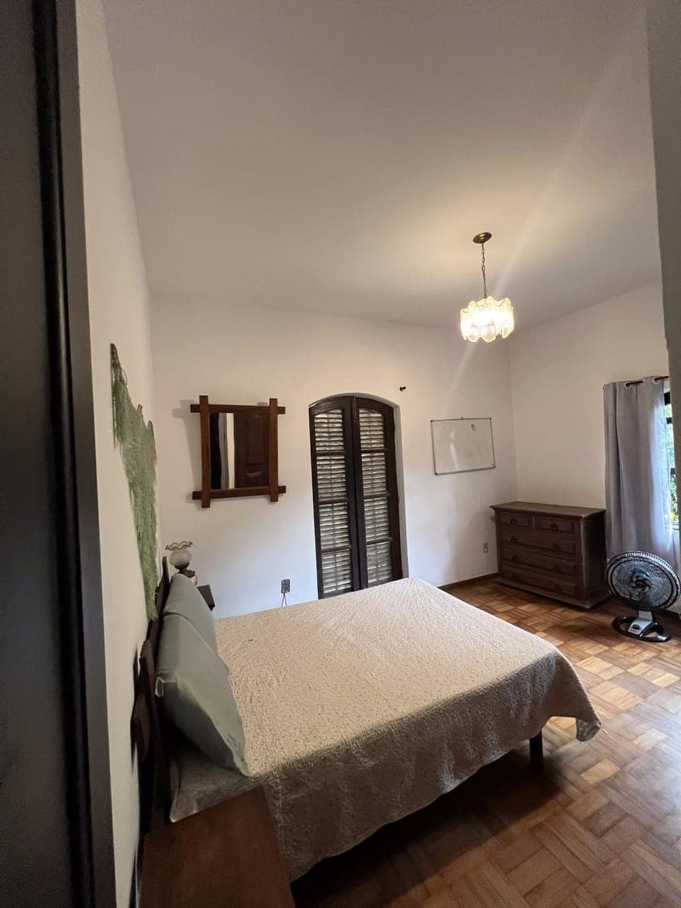 Bed, wardrobe