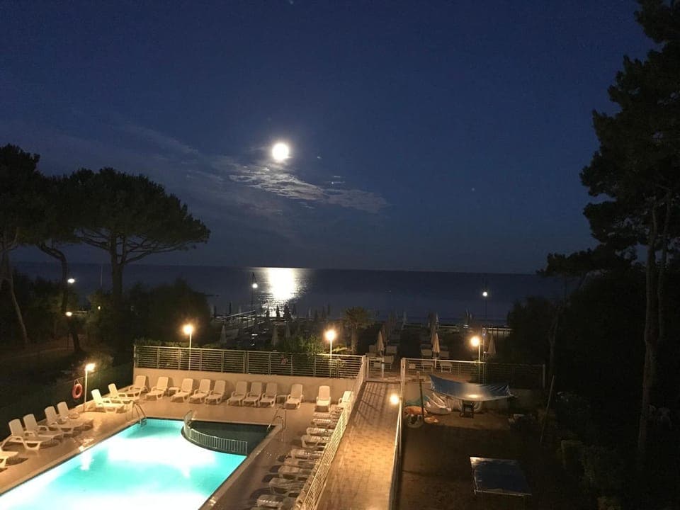 Night, Summer, On site, Pool view, Sea view
