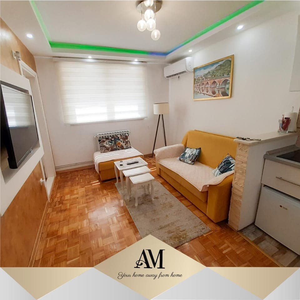 Kitchen or kitchenette, Living room, Seating area, air conditioner