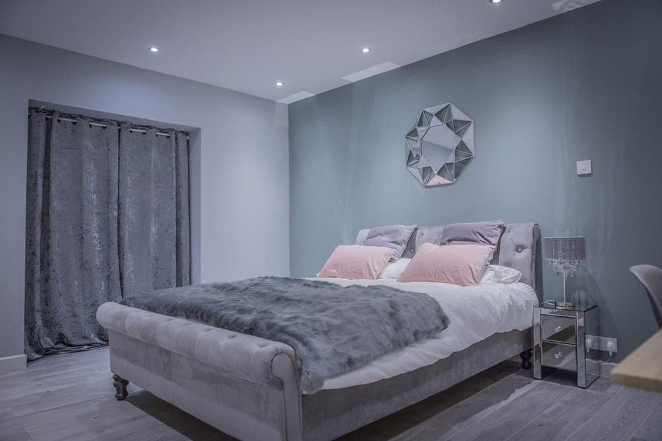 Bed, Natural landscape, Bedroom, Garden view, Family