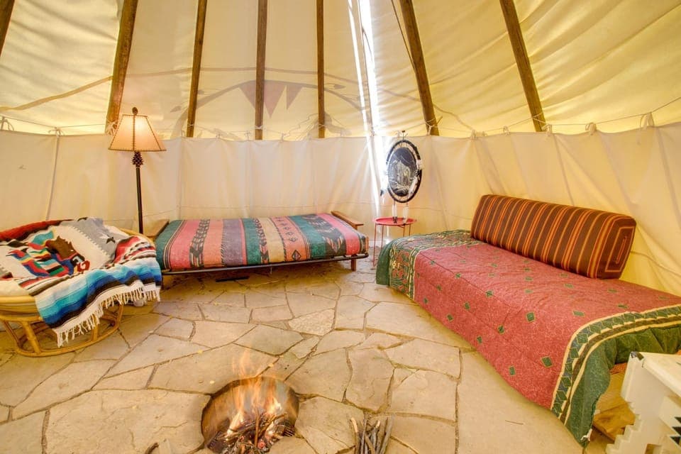 Colorful Cabin w/ Teepee, Fire Pits & Mtn Views! Cabin in Marble