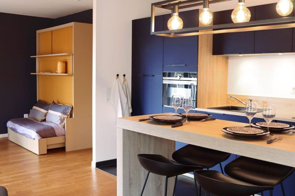 Living room, kitchen