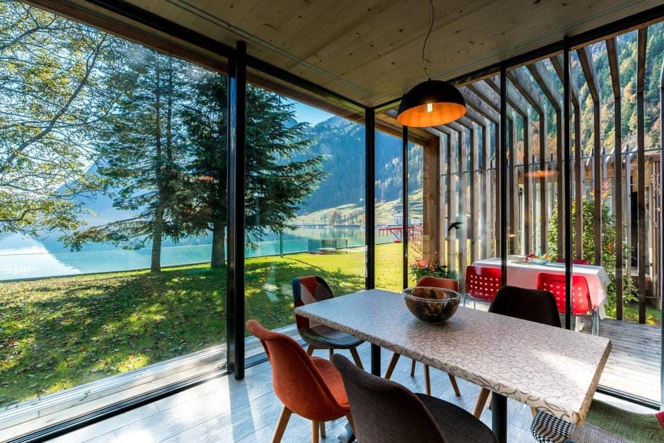 Patio, Natural landscape, Garden, Lake view, Lunch
