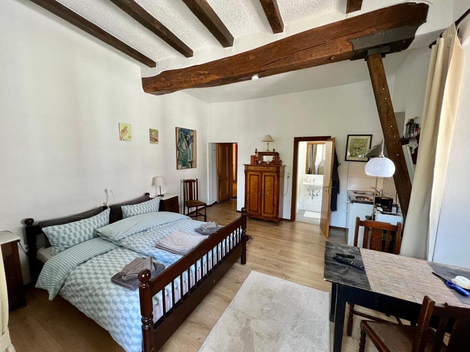 Bed, Living room, Photo of the whole room, Seating area, Bedroom