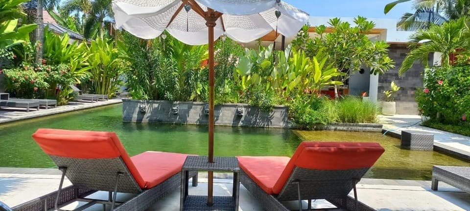 Natural landscape, Garden, Garden view, Pool view, Swimming pool