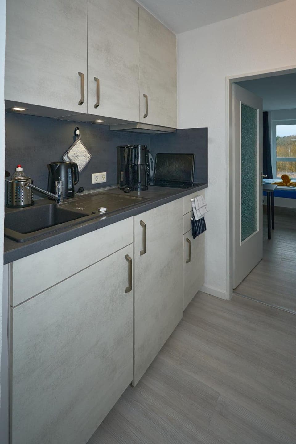 Kitchen or kitchenette, stove, kitchen