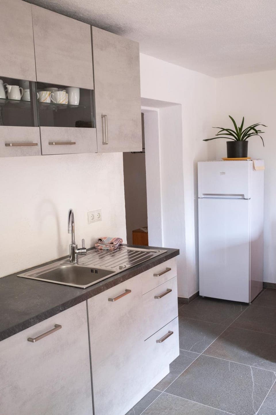 Kitchen or kitchenette, dishwasher, oven, stove