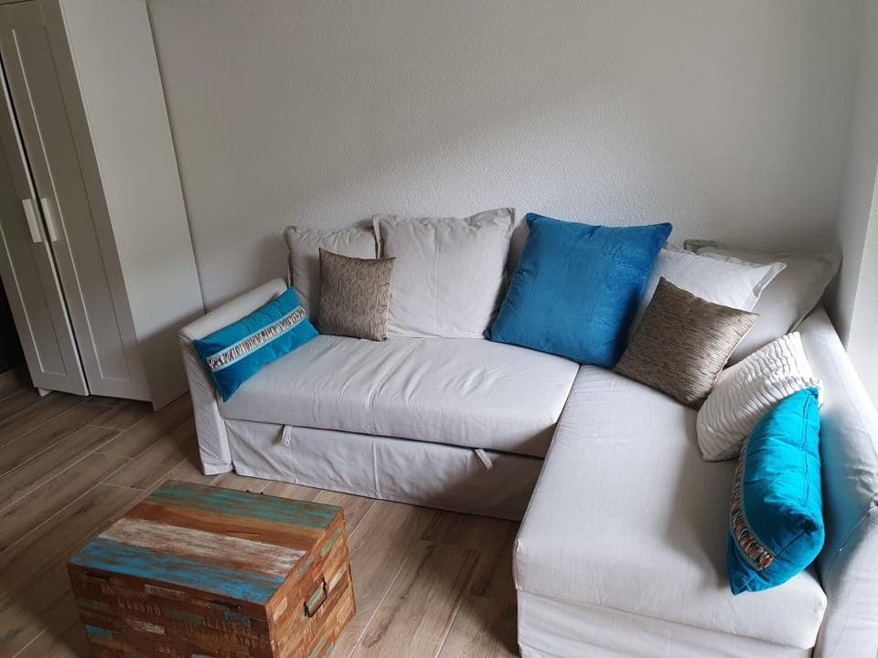 Bed, Night, Living room, Seating area