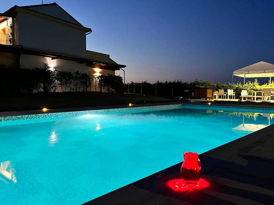 Property building, Night, Hot Tub, View (from property/room), Garden view, Pool view, Swimming pool, Inner courtyard view, sunbed