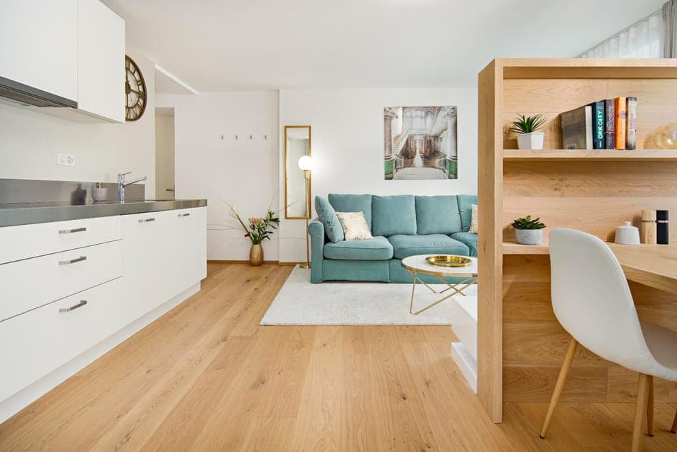 Living room, kitchen