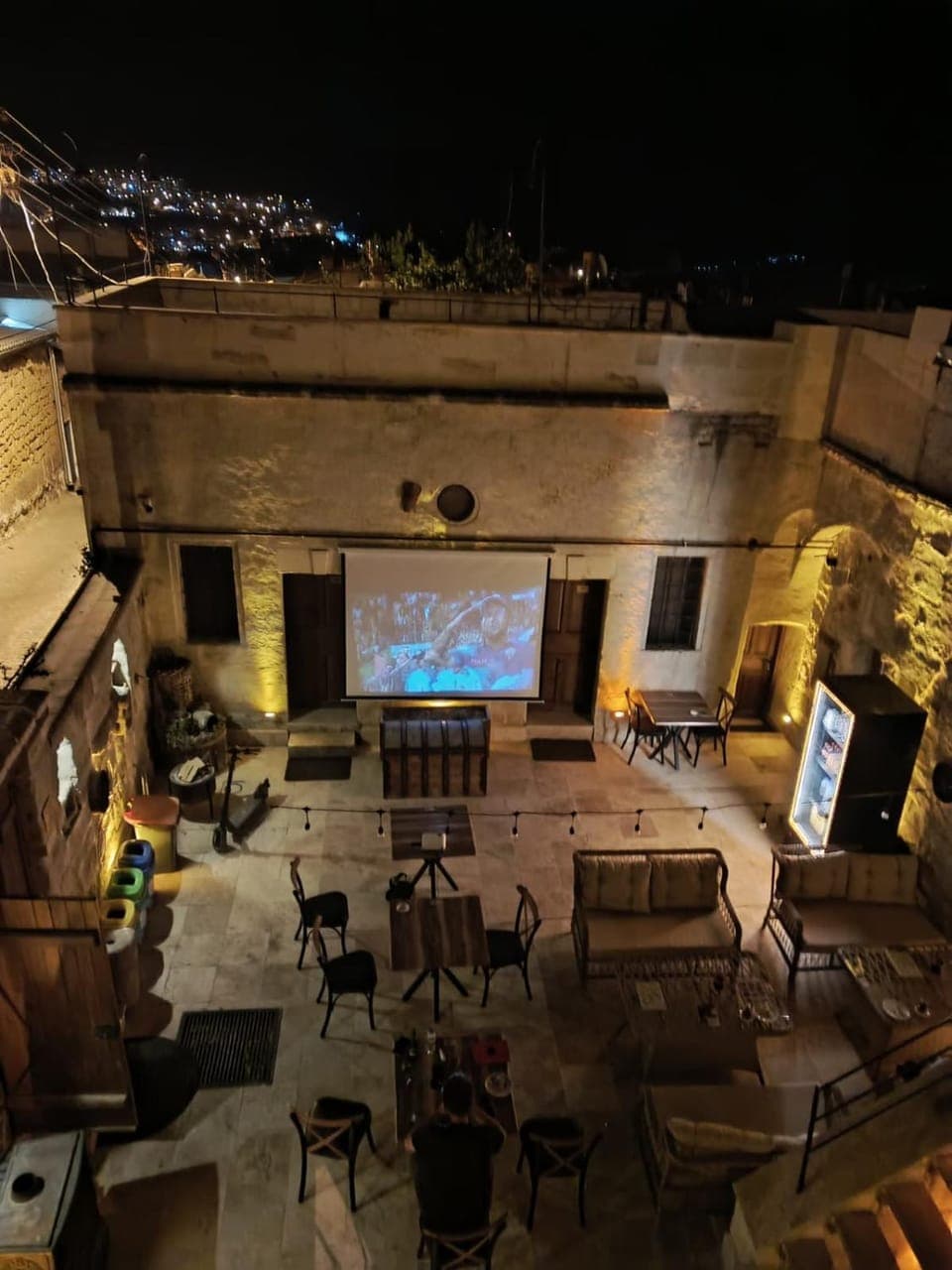 Property building, Patio, Off site, Night, View (from property/room), Balcony/Terrace, Seating area, Evening entertainment