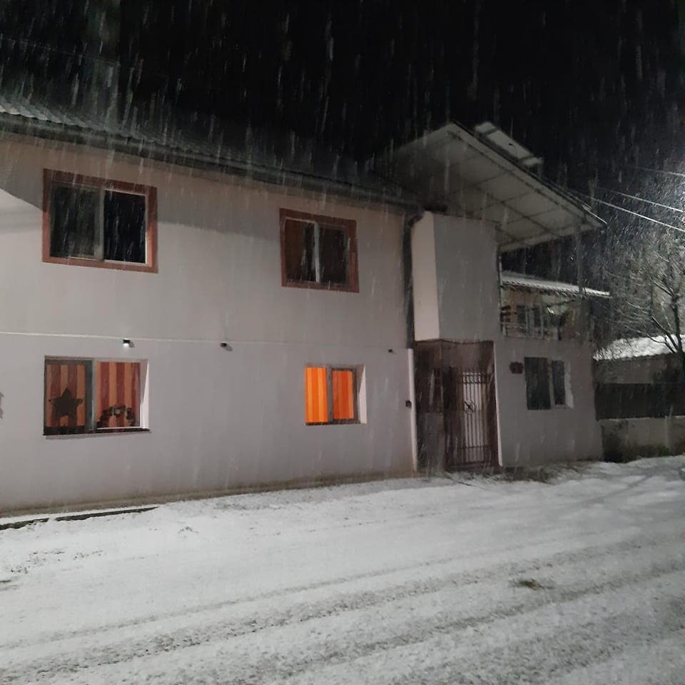 Property building, Night, Winter