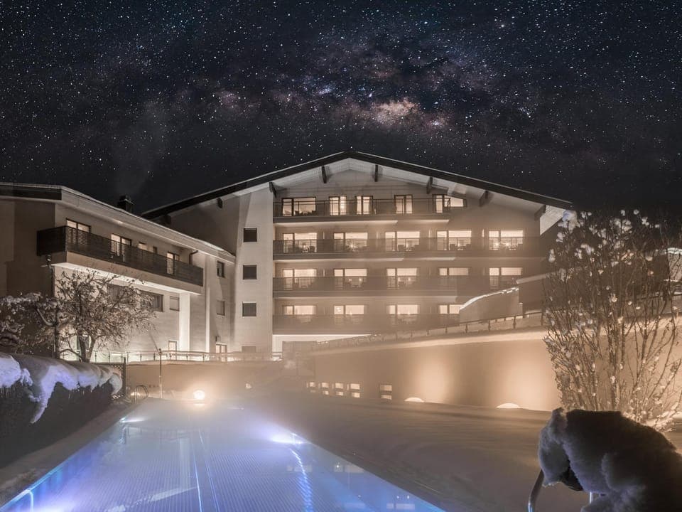 Property building, Night, Pool view, Swimming pool