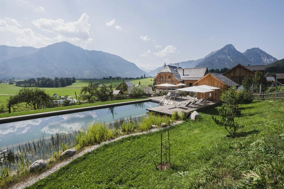 Natural landscape, Garden, Mountain view, Swimming pool
