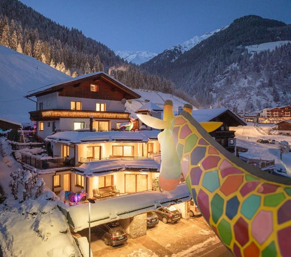 Property building, Night, Winter