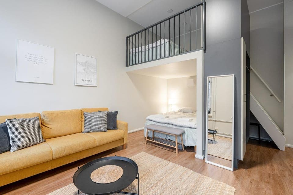 Bed, Living room, Photo of the whole room, Seating area, Bedroom