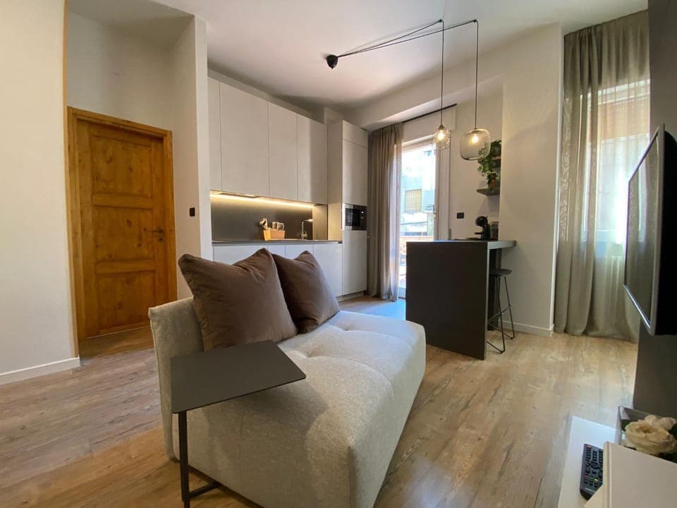 Kitchen or kitchenette, Living room, Seating area