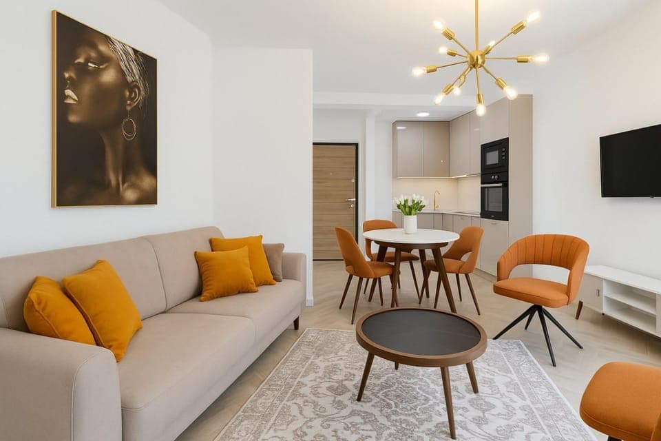 Living room, kitchen