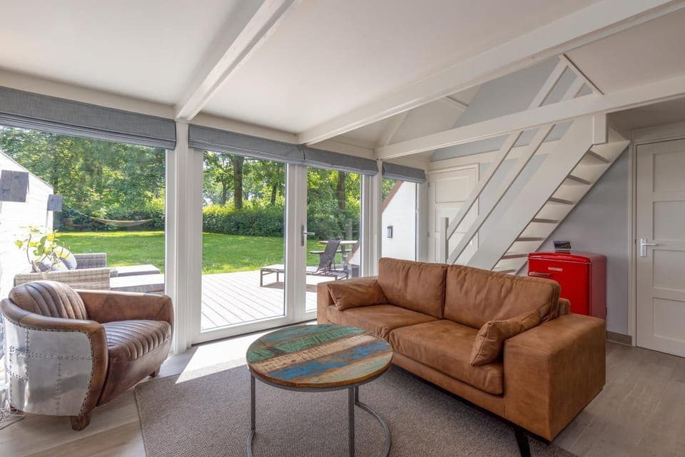 Living room, Seating area, Garden view