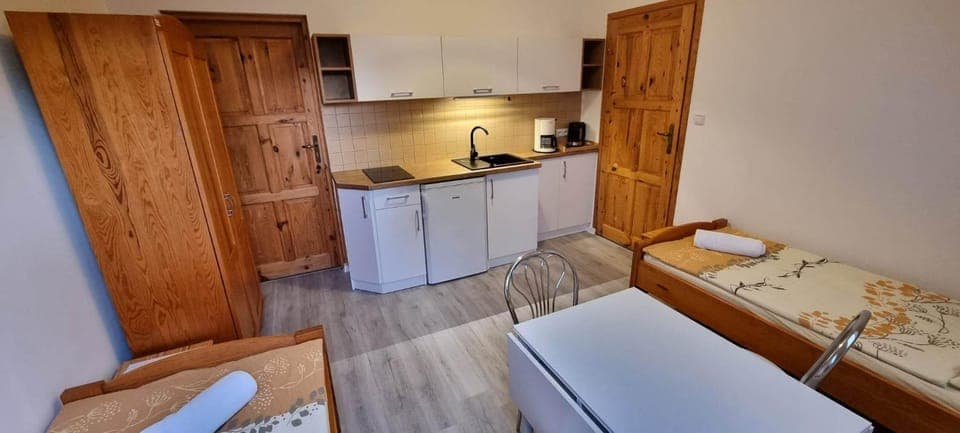 Bed, Kitchen or kitchenette, Photo of the whole room, stove, wardrobe