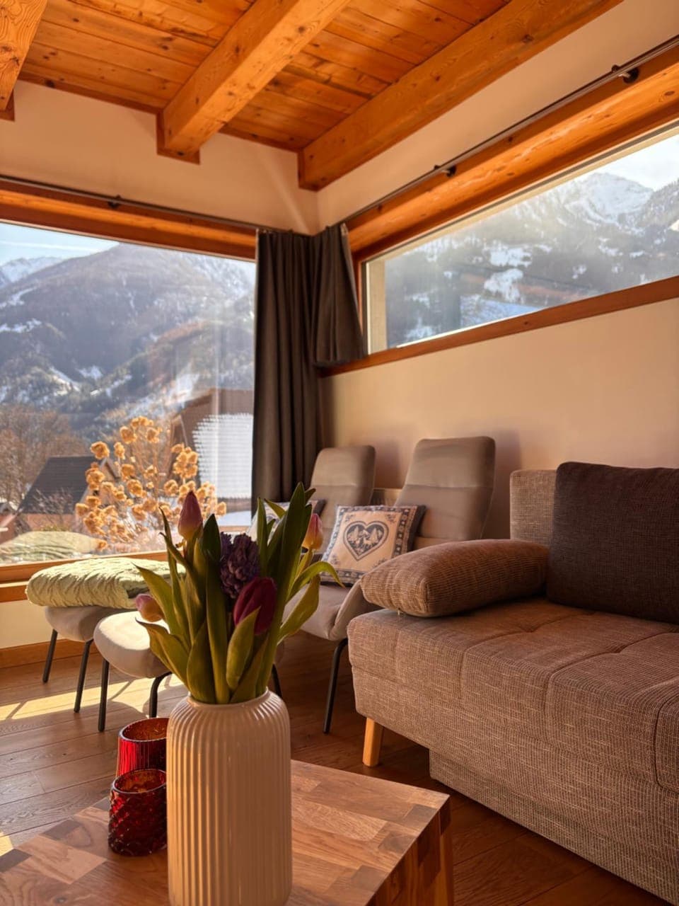 Day, Natural landscape, View (from property/room), Living room, Seating area, Mountain view