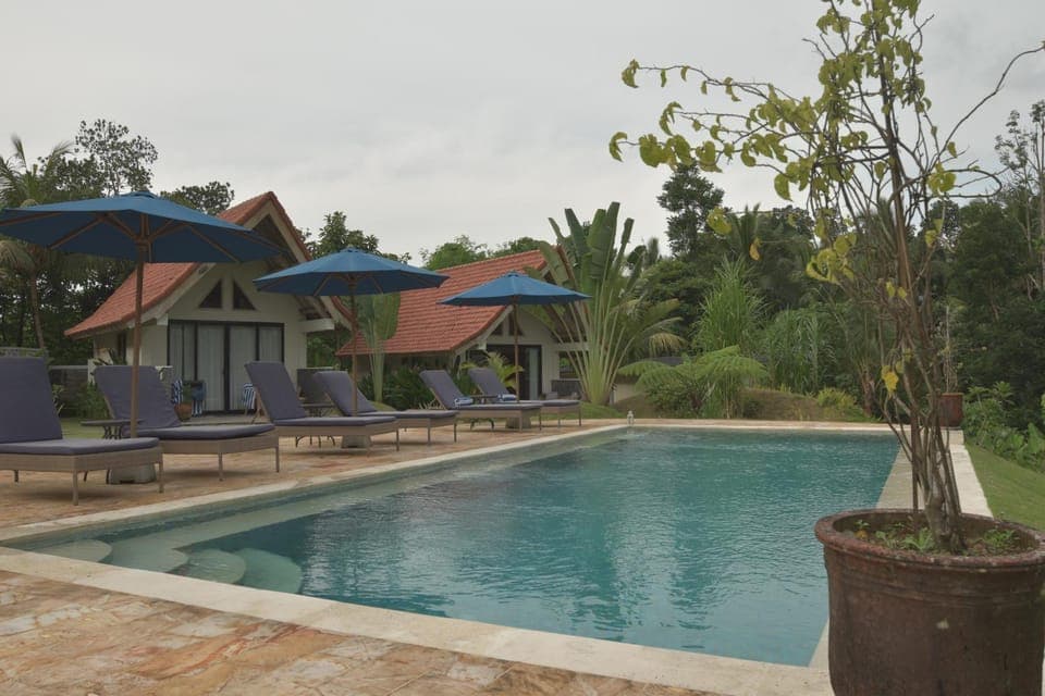 Property building, Swimming pool, sunbed
