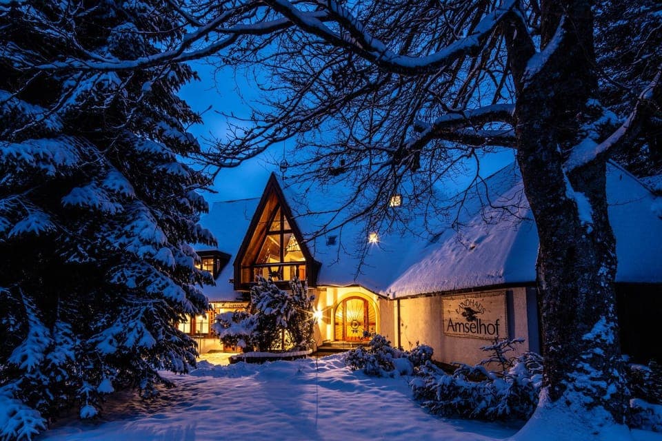 Property building, Night, Winter