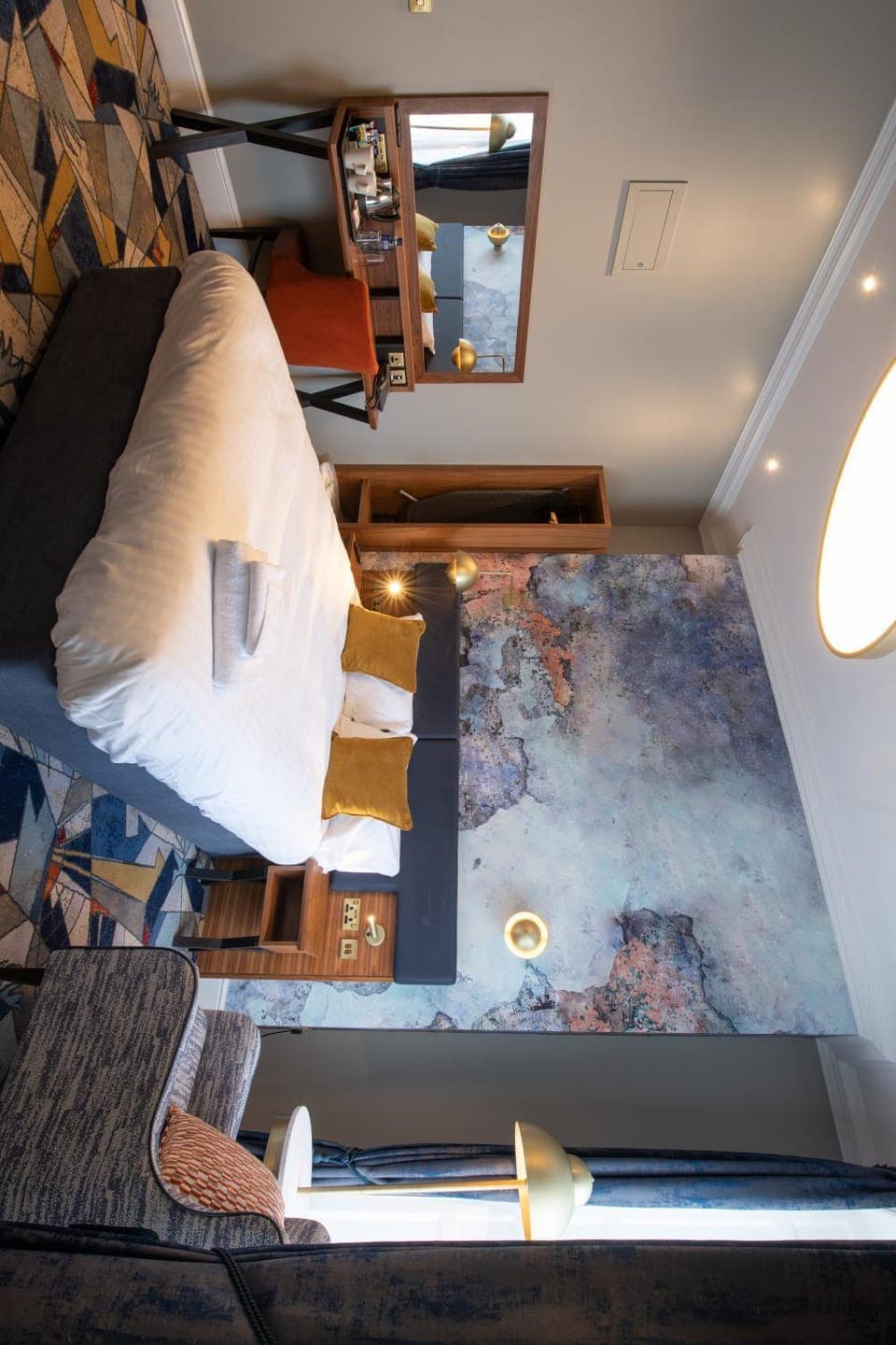 Bed, Bedroom, hair dresser, towels